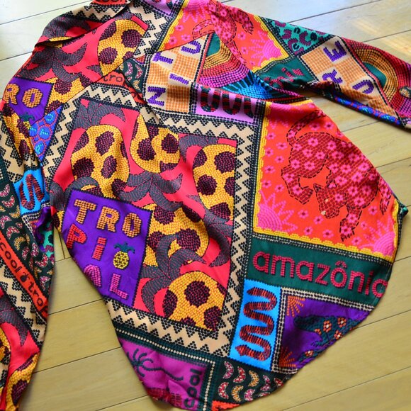 Farm Rio Dotted Patch Scarf Shirt Size XS - Picture 11 of 14